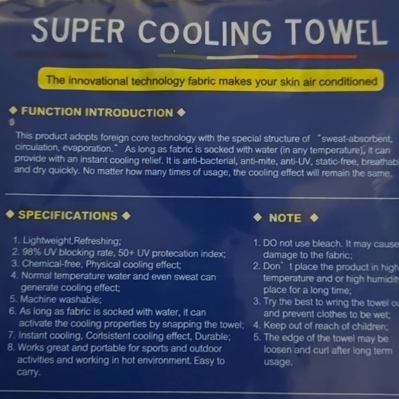 COOLTOWEL Super Cooling Towel NEW The fabric makes your skin air conditioned - Picture 3 of 4